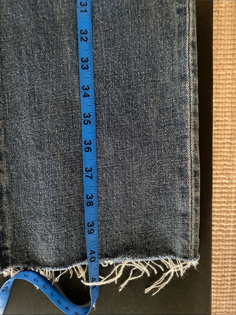 J. Crew Ridged High-Rise Straight Leg Medium Blue Jeans, Raw Hem, Size 26 - Picture 7 of 8